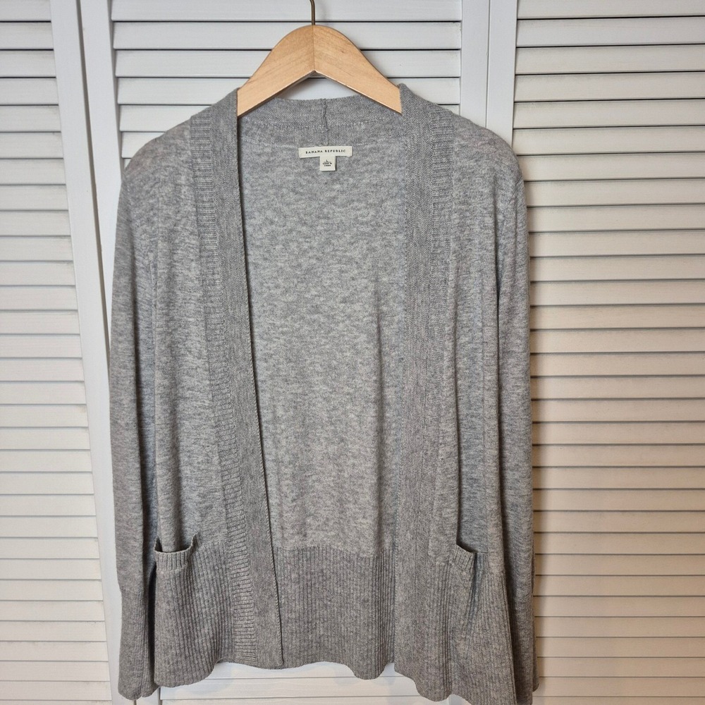 Banana Republic Gray Cardigan Womens S Open Front Knit Sweater Soft Lightweight